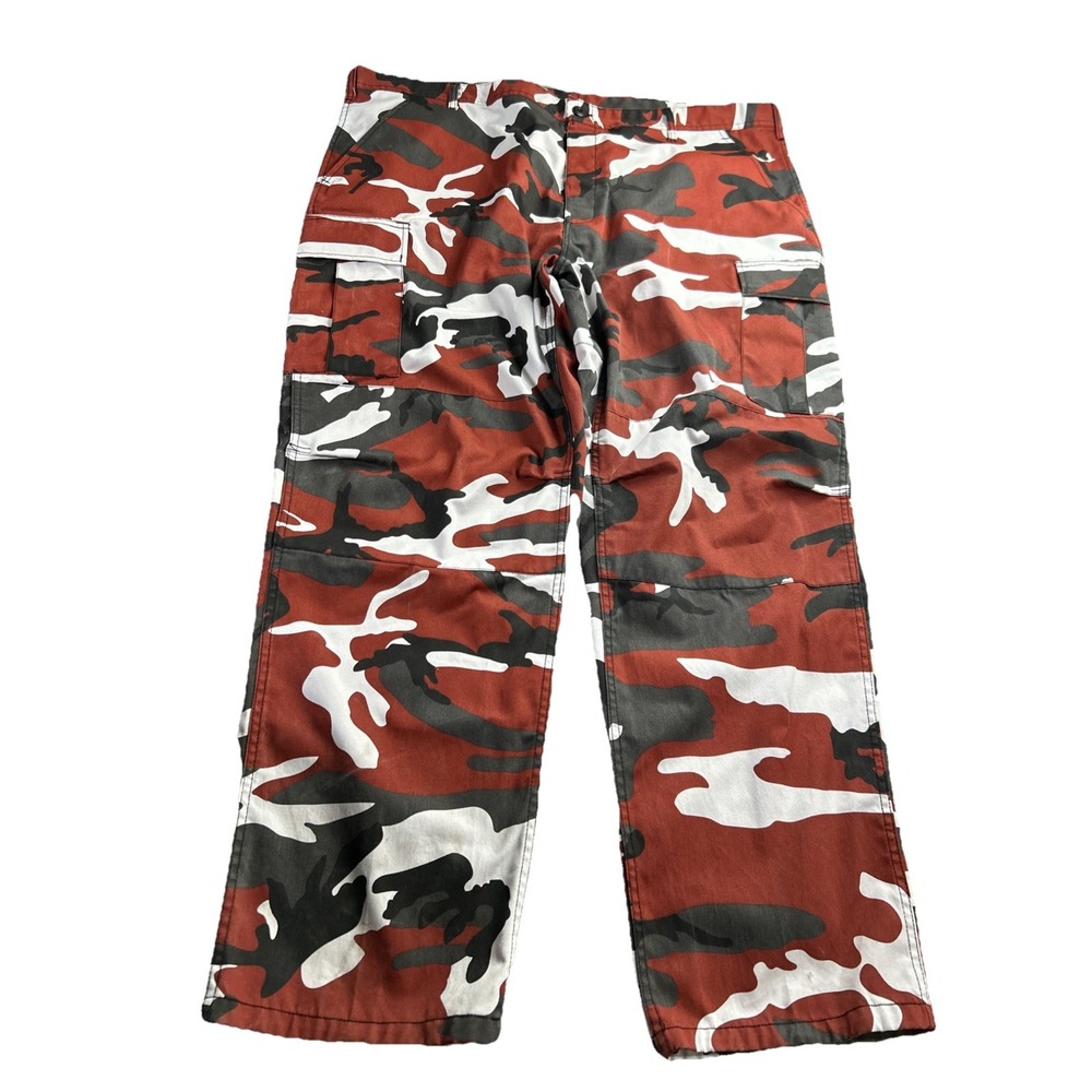 Backbone Cargo Pants Mens 2XL Red Camouflage 46x32 Rugged Outdoor Streetwear